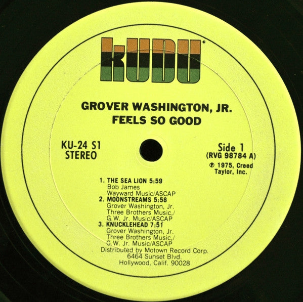 Image of Label Cover of LP - EX/VG - GROVER WASHINGTON, JR., Feels So Good (Kudu; KU-24 S1, US 1975, Picture Sleeve), Light marks. Sleeve in shrinkwrap (opened)., Sampled by A Tribe Called Quest, Black Moon, Cypress Hill, Notorious B.I.G., EPMD, Common +more - 3946209S