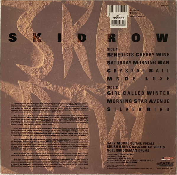 Image of Back Cover of LP - VG+/VG+ - SKID ROW, Gary Moore / Brush Shiels / Noel Bridgeman (Essential; ESSLP 025, UK 1990), Strong VG+. Still in shrinkwrap.,  - 3826298E