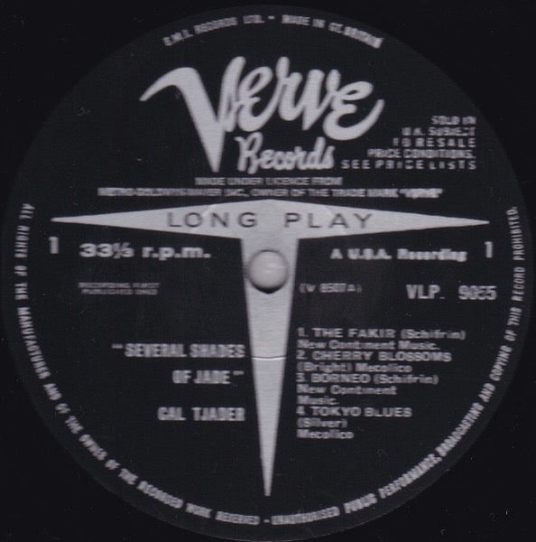 Image of Label Cover of LP - VG/VG - CAL TJADER, Several Shades of Jade (Verve; VLP9055, UK 1963, Laminated Flipback Sleeve), Solid copy. Writing on sleeve reverse.,  - 3216135C