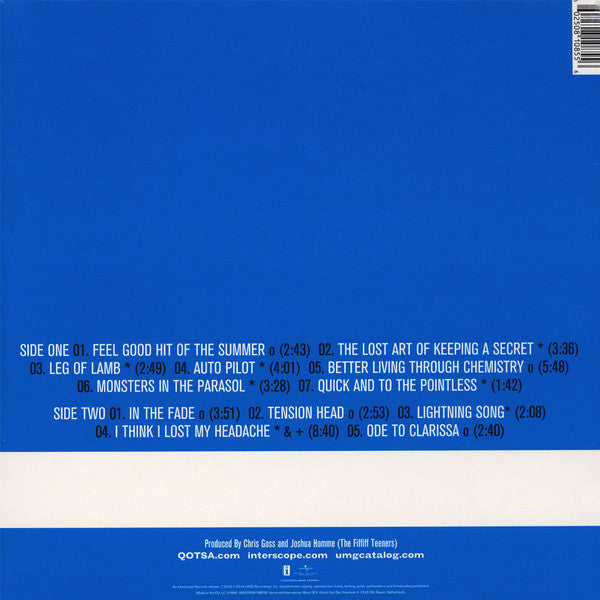 Image of Back Cover of LP - NEW/NEW - QUEENS OF THE STONE AGE, Rated R (Interscope Records, Inc.; 810855, Europe 2019 Reissue, Insert), ,  - 0336277E