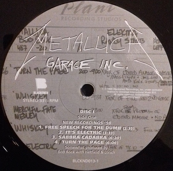 Image of Label Cover of 3xLP - VG/VG+ - METALLICA, Garage Inc. (Blackened Recordings; BLCKND013-1, Europe 2014 Reissue, Gatefold, 2 Inserts, 180 Gram Vinyl), ,  - 3626480E