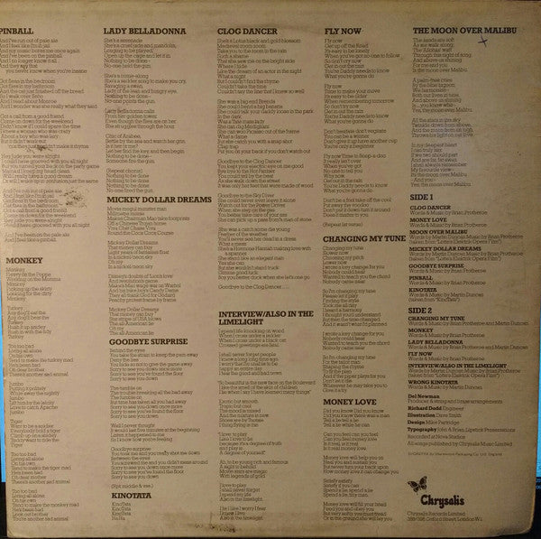 Image of Back Cover of LP - VG/VG+ - BRIAN PROTHEROE, Pinball (Chrysalis; CHR 1065, UK 1974), ,  - 1726495E