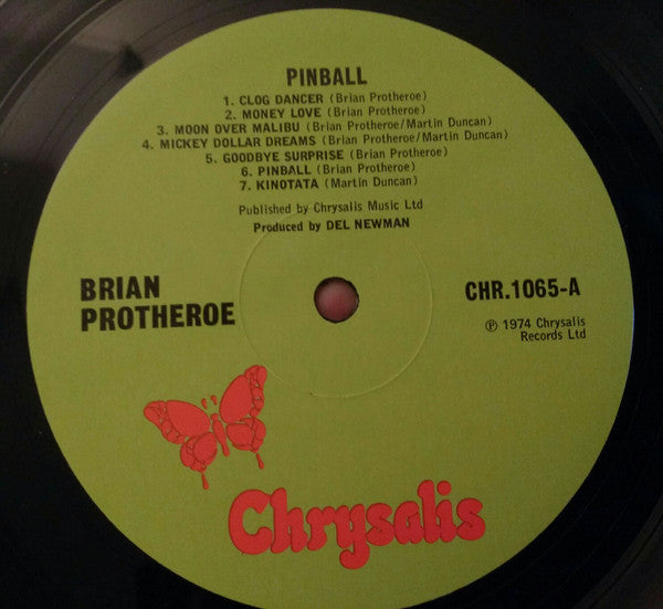 Image of Label Cover of LP - VG/VG+ - BRIAN PROTHEROE, Pinball (Chrysalis; CHR 1065, UK 1974), ,  - 1726495E