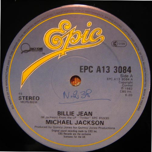 Image of Label Cover of 12" - VG/G+ - MICHAEL JACKSON, Billie Jean (Epic; EPC A13 3084, UK 1983, Picture Sleeve), ,  - 3926029E