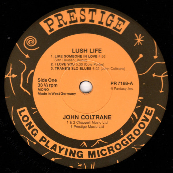 Image of Back Cover of LP - VG/G+ - JOHN COLTRANE, Lush Life (Prestige; PR 7188, Germany 1987 Reissue), Quite a few light marks,,  - 1916250C