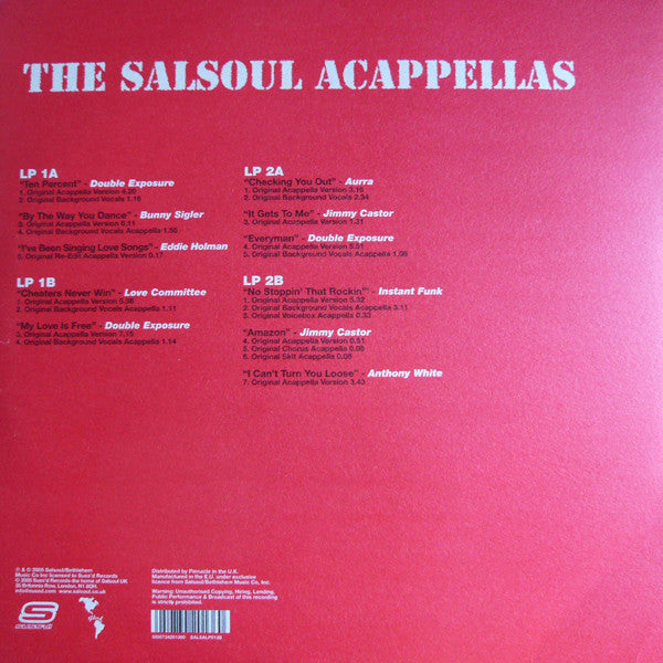Image of Back Cover of 0715362C: 2xLP - VARIOUS, The Salsoul Acappellas - The Brothers (Suss'd Records; SALSALP013B, UK 2005, Picture Sleeve)   VG+/VG+