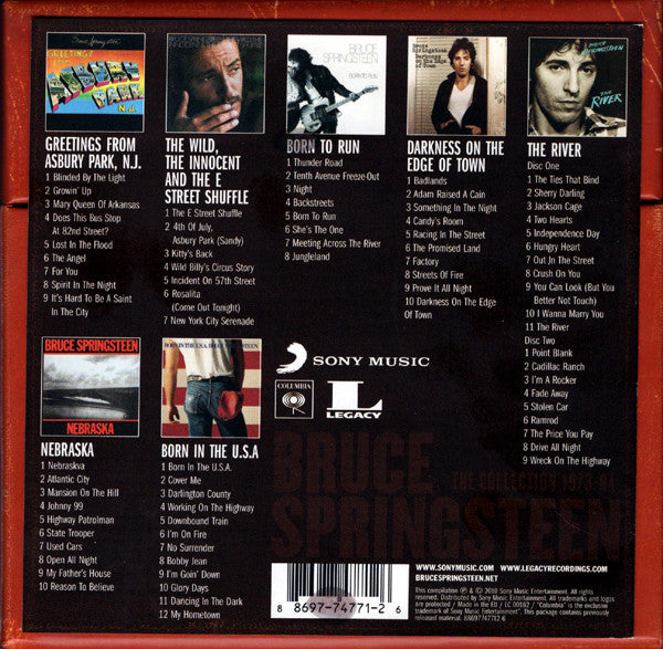 Image of Back Cover of 8xCD - VG/VG+ - BRUCE SPRINGSTEEN, The Collection 1973-84 (Columbia; 88697747712 6, Europe 2010 Reissue, Box Set, 7 Replica Sleeves & Booket), Light Wear To Box,  - 3256117S