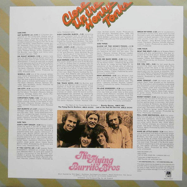 Image of Back Cover of 3514283C: 2xLP - THE FLYING BURRITO BROS, Close Up The Honky Tonks (A&M Records; AMLH 63631, UK 1974, Gatefold) Hairlines, Ring wear and sticker residue to sleeve  VG/VG