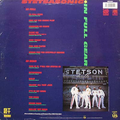 Image of Back Cover of LP - VG/VG+ - STETSASONIC, In Full Gear (Tommy Boy; AMA9001, UK 1988, Inner), Small patch of sticker damage to sleeve.,  - 3016049C