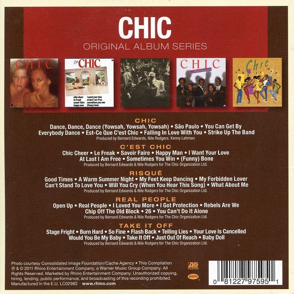 Image of Back Cover of 4235016E: 5xCD - CHIC, Original Album Series (Rhino Records; 8122797595, Europe 2011, Slipcase, Inners)   VG/VG+