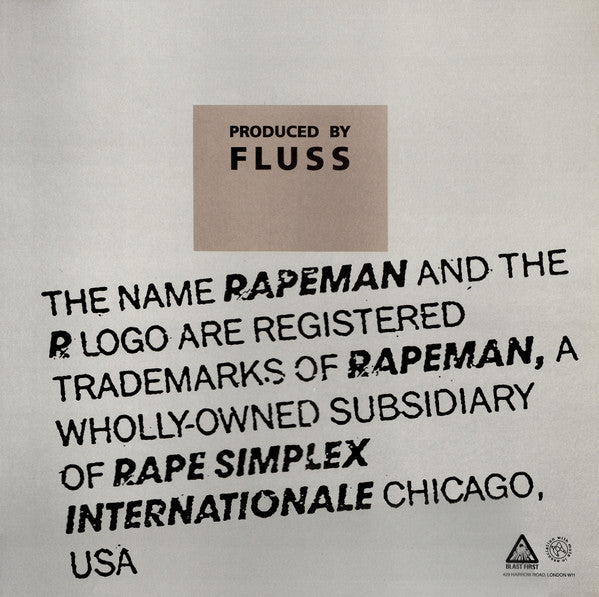 Image of Back Cover of 12" EP - VG/VG - RAPEMAN, Budd (Blast First; BFFP 27, UK 1988, Die Cut Company Sleeve, Inner, yellow Blast First logo on labels, Steve Albini), String VG - light hairlines, small tear in die cut part of cover,  - 4246006S