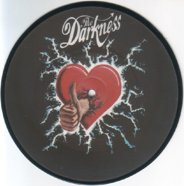 Image of Label Cover of 7" - VG+/VG+ - THE DARKNESS, I Believe In A Thing Called Love /Makin' Out (Must... Destroy!!; DARK01, UK 2003, Stickered Plastic Sleeve, Picture Disc, Limited Edition), ,  - 2356297S