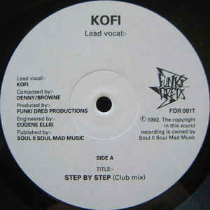 Image of Front Cover of 12" - /G+ - KOFI, Step By Step (Funki Dreds; FDR 001T, UK 1992, Plain Sleeve, Nice UK Street Soul Banger), There are marks on either side causing crackle during the intro of both A1 & B1. WOL,  - 3746458S