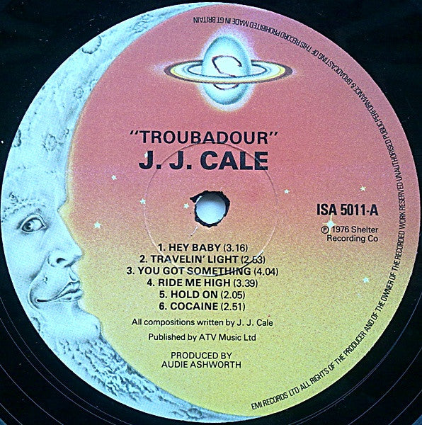 Image of Label Cover of LP - VG/VG - J.J. CALE, Troubadour (Shelter Crescent Moon Label; ISA 5011, UK 1976 Reissue, Inner), ,  - 4316394C