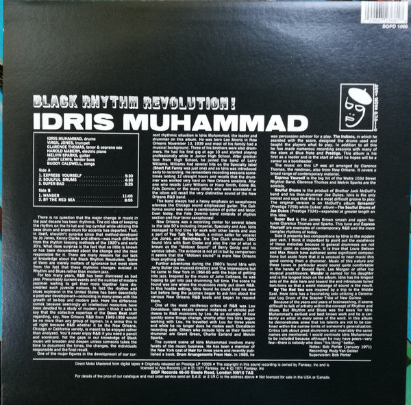 Image of Back Cover of 5114303C: LP - IDRIS MUHAMMAD, Black Rhythm Revolution! (BGP Records; BGPD 1068, UK 2000s Reissue, Stereo)   NEW/NEW