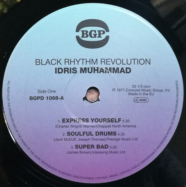 Image of Label Cover of 5114303C: LP - IDRIS MUHAMMAD, Black Rhythm Revolution! (BGP Records; BGPD 1068, UK 2000s Reissue, Stereo)   NEW/NEW