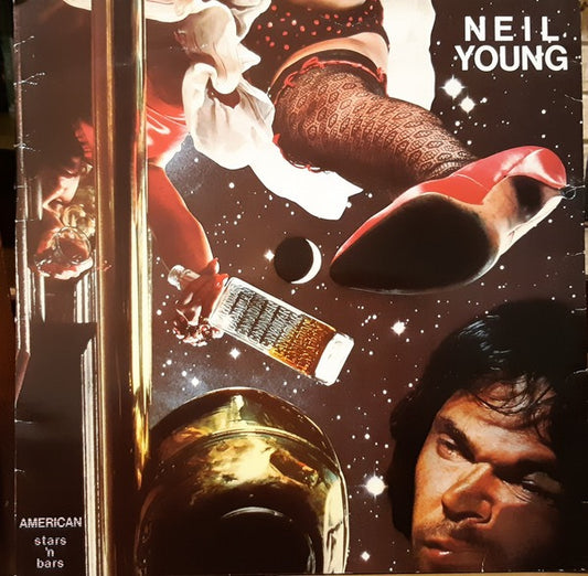 Image of Front Cover of LP - VG+/VG+ - NEIL YOUNG, American Stars 'N Bars (Reprise Records; K 54 088, Europe 1980s Reissue, Insert), ,  - 2616042C