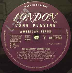 Image of Label Cover of 2214468C: LP - THE COASTERS, The Coasters' Greatest Hits (London Records; HA-K 2237, UK 1960, Laminated Flipback Sleeve, Mono) Sleeve discoloured with track times written in pen and a date stamp on reverse. Also some stains  VG/VG