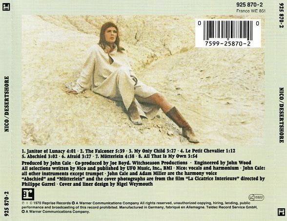 Image of Back Cover of CD - EX/EX - NICO, Desertshore (Reprise Records; 925 870-2, Europe 1993, Jewel Case, Booklet), Opened in store, unplayed ,  - 2836034E