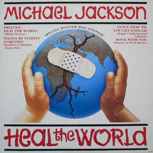 Image of Front Cover of 12" - G+/G+ - MICHAEL JACKSON, Heal The World (Special Poster Bag Edition) (Epic; 658488 8, UK 1992, Picture Sleeve, Poster), Some light damage to sleeve opening on either side,  - 4016503C