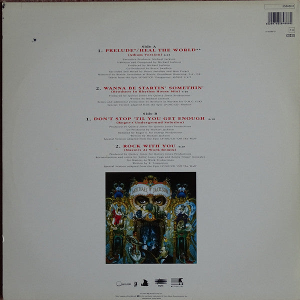 Image of Back Cover of 4745195S: 12" - MICHAEL JACKSON, Heal The World (Special Poster Bag Edition) (Epic; 658488 8, UK 1992, Picture Sleeve, Poster) Light marks. With poster. Lightest wear to sleeve.  VG/VG