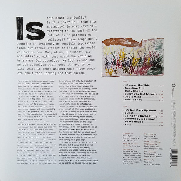Image of Back Cover of LP - VG+/VG+ - DAVID BYRNE, American Utopia (Nonesuch; 565710-1, UK, Europe & US 2018, Insert), ,  - 3646294S