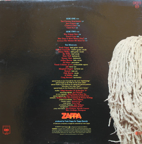 Image of Back Cover of LP - VG/VG+ - FRANK ZAPPA, Joe's Garage Act I (CBS (LC 0149); 86101, UK 1979, Gatefold, No Insert, A2/B3), Edge and Ring Wear,  - 4246433S