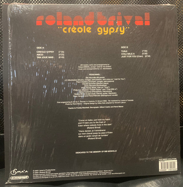 Image of Back Cover of LP - VG+/VG+ - ROLAND BRIVAL, Cr ole Gypsy (Isma'a; YEB 2005, France 2001 Reissue, Picture Sleeve, Reissue, Remastered), ,  - 2526359E