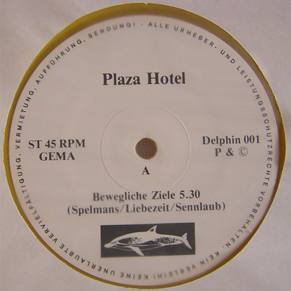 Image of Label Cover of 12" - VG/EX - PLAZA HOTEL, Bewegliche Ziele / Sch n Sein In Uniform (Delphin; Delphin 001, Germany 1983, Picture Sleeve, Yellow Vinyl, Jaki Liebezeit On Drums), Sleeve Creased,  - 2526218E