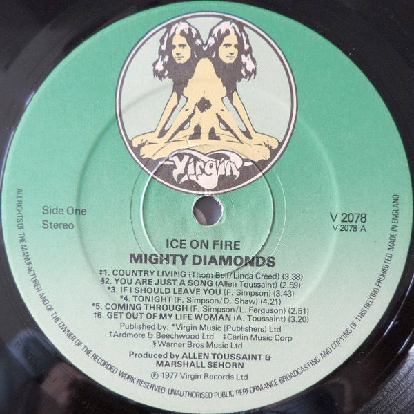 Image of Label Cover of LP - VG/EX - THE MIGHTY DIAMONDS, Ice on Fire (Virgin; V2078, UK 1977, Inner), ,  - 1826313E