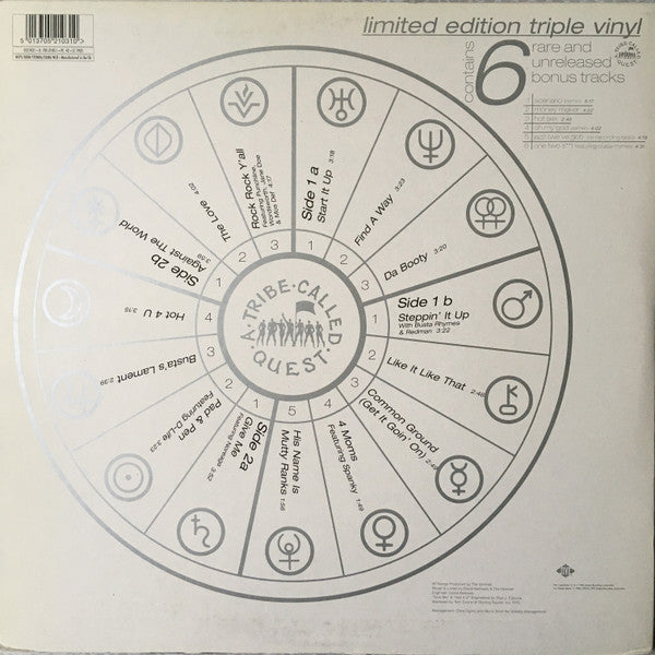 Image of Back Cover of 3xLP - G+/G+ - A TRIBE CALLED QUEST, The Love Movement (Jive; 0521031, Jive Records    705.2103.1, Europe 1998, Picture Sleeve, 3 Inners, Limited Edition), Light marks, ring & edge wear to sleeve.,  - 3426184E
