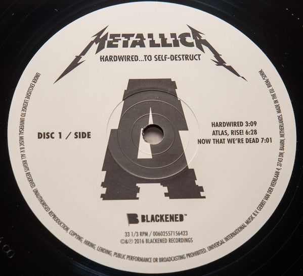 Image of Label Cover of 2xLP - VG+/EX - METALLICA, Hardwired... To Self Destruct (Blackened; 00602557156416, Europe 2016, 2 Inserts, 180 Gram Vinyl), ,  - 2526400E