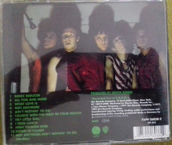 Image of Back Cover of CD - VG+/VG+ - DEAD BOYS, Young Loud And Snotty (Sire; 7599-26038-2, Europe 1992 Reissue, Jewel Case), ,  - 4216487C