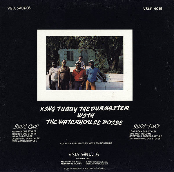 Image of Back Cover of LP - VG/VG+ - KING TUBBY, King Tubby The Dub Master with The Waterhouse Posse (Vista Sounds; VSLP 4015, UK 1983), Light lines, clean and shiny. WOL. Storage wear on sleeve, still looks decent.,  - 3626328E