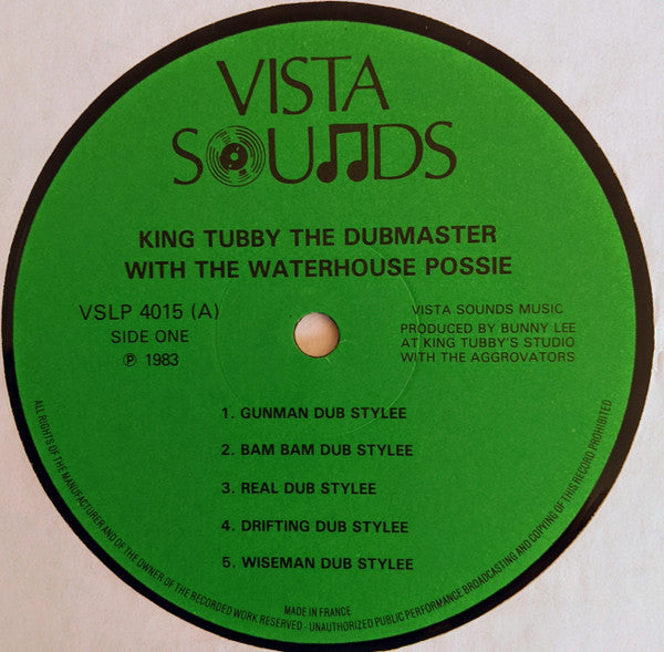 Image of Label Cover of LP - VG/VG+ - KING TUBBY, King Tubby The Dub Master with The Waterhouse Posse (Vista Sounds; VSLP 4015, UK 1983), Light lines, clean and shiny. WOL. Storage wear on sleeve, still looks decent.,  - 3626328E