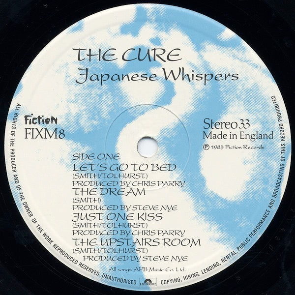 Image of Label Cover of LP - G+/VG - THE CURE, Japanese Whispers: The Cure Singles Nov 82 : Nov 83 (Fiction Records; FIXM8, UK 1983, Insert), LP Strong VG - a few hairlines, crinkled cover from water damage, corner crease,  - 3446012S