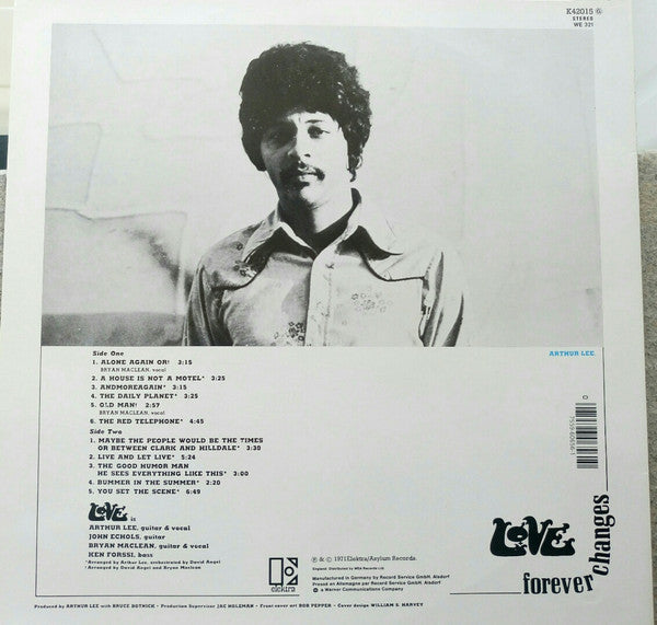 Image of Back Cover of LP - VG+/VG - LOVE, Forever Changes (Elektra Red GEMA / Biem Box; K42015, Germany 1980s Reissue, Arthur Lee Photo on Rear Sleeve, Barcode), ,  - 1526195E