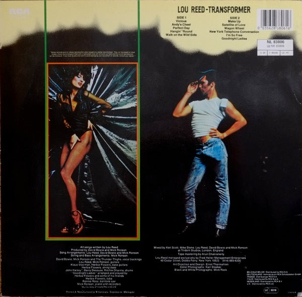 Image of Back Cover of LP - VG+/VG - LOU REED, Transformer (RCA International Black/Silver BIEM/GEMA Rights Box; NL 83806, UK 1984 Reissue, Barcoded Sleeve), Light marks, light edge wear.,  - 2516268C