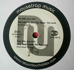 Image of Front Cover of 7" - /VG - THE CORDS  / THE AQUAMEN, Too Late To Kiss You Now / Line and Track (Mousetrap; R.N.B 020, UK 2017, Plain Sleeve), ,  - 2116118C