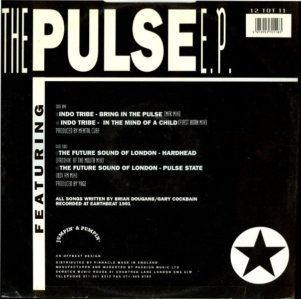 Image of Back Cover of 12" - VG/G+ - INDO TRIBE/FSOL, Pulse EP (Jumpin & Pumpin; 12TOT11, UK 1991, Picture Sleeve), Light marks on vinyl, plays VG.,  - 2546051S