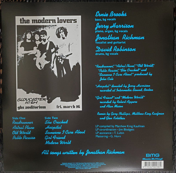 Image of Back Cover of 1814604C: LP - THE MODERN LOVERS, The Modern Lovers (BMG; MOVLP1681, Europe 2016 Reissue, Black Inner, 180 Gram Audiophile Pressing)   NEW/NEW