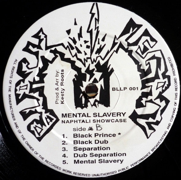 Image of Label Cover of LP - VG/VG - NAPHTALI, Mental Slavery (Black Legacy; BLLP 001, UK 1991), Light crackle in places, plays great above grade. Light wear on sleeve, SWOC on back.,  - 3026201E