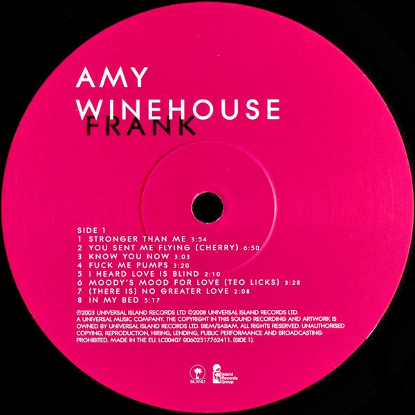 Image of Label Cover of LP - VG+/VG+ - AMY WINEHOUSE, Frank (Island Records; 00602517762411, Europe 2015 Reissue, Gatefold, Inner), ,  - 0816218C