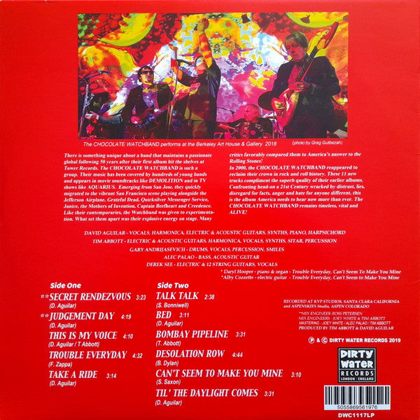 Image of Back Cover of 5245087S: LP - THE CHOCOLATE WATCHBAND, This Is My Voice (Dirty Water Records; DWC1117LP, UK 2019, Red Yellow Splatter Vinyl)   EX/EX