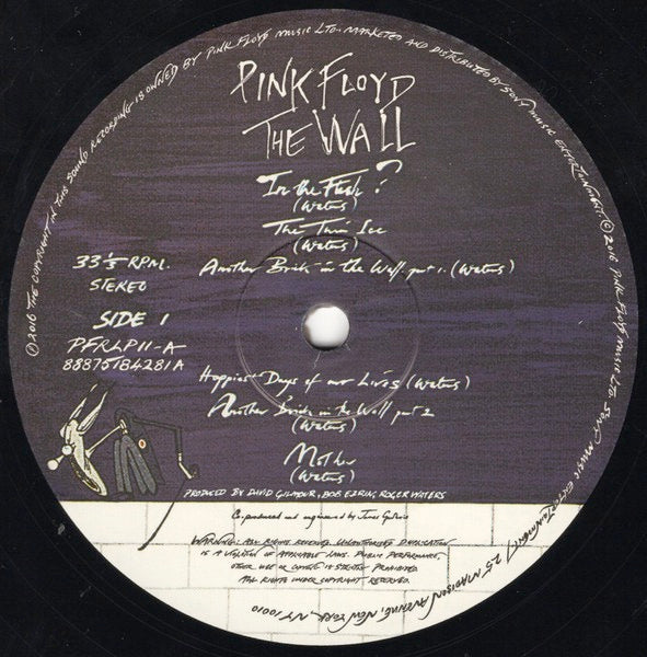 Image of Label Cover of 2xLP - EX/VG+ - PINK FLOYD, The Wall (Pink Floyd Records; PFRLP11, Europe 2016 Reissue, Gatefold, 2 Inners with rounded corners, Stickered Sleeve, 180 Gram Vinyl, Remastered), Strong VG+, Still In Stickered Shrinkwrap,  - 3626263E