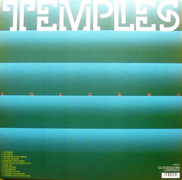 Image of Back Cover of LP - VG/VG+ - TEMPLES, Volcano (Heavenly; HVNLP135, UK 2017, Inner, 4 Card Prints), Edge wear and creases. Only light paper scuffs on disc.,  - 1546161S