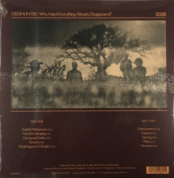 Image of Back Cover of 2524172E: LP - DEERHUNTER, Why Hasn't Everything Already Disappeared? (4AD; 4AD0089LP, UK 2019, Debossed Textured Sleeve, Inner, Grey Vinyl)   EX/EX