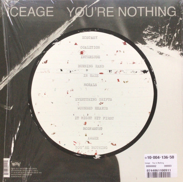 Image of Back Cover of LP - VG+/VG+ - ICEAGE, You're Nothing (Matador; OLE10091, Europe 2013, Booklet, With CD), ,  - 3146085S