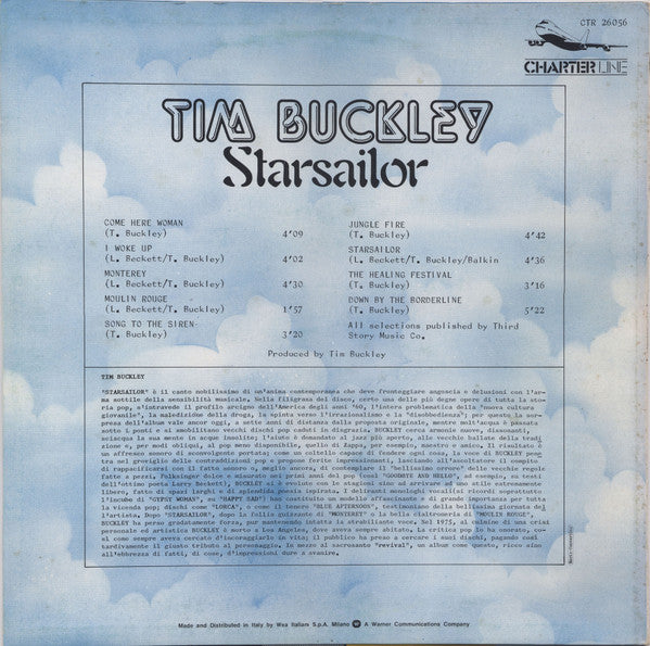 Image of Back Cover of LP - VG/VG - TIM BUCKLEY, Starsailor (Charter Line; CTR 26056, Charter Line    CTR 26 056, Italy 1978 Reissue), ,  - 2526347E