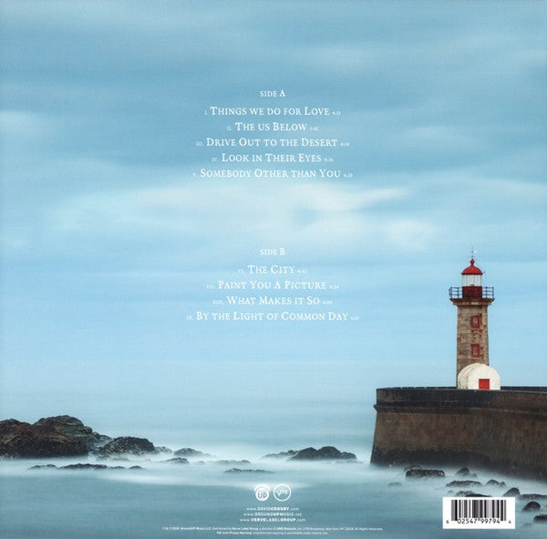 Image of Back Cover of LP - VG+/EX - DAVID CROSBY, Lighthouse (GroundUP Music; B0025322-01, USA, Canada & Europe 2016, Gatefold, Inner & Insert), Corner Bump,  - 1626305E